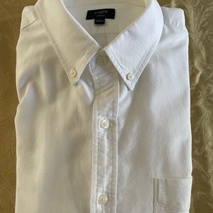 J. Crew Mens White Oxford button down long sleeve Shirt.